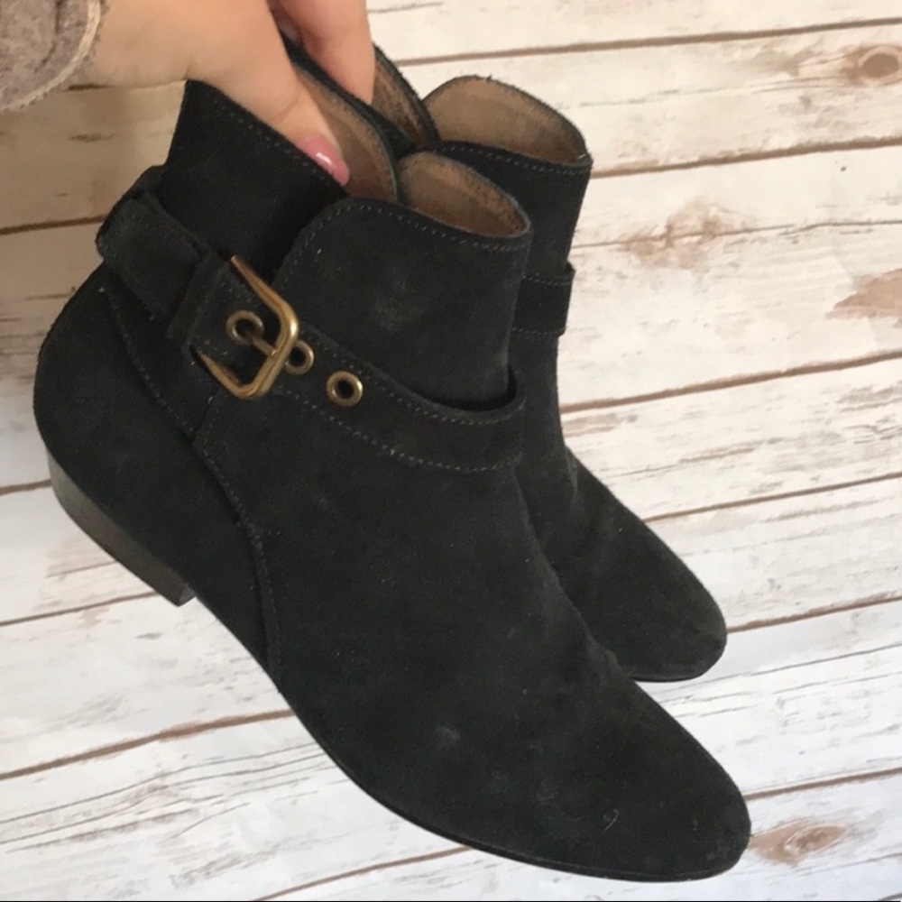JCrew •women’s Suede Buckle Ankle Boots Black
